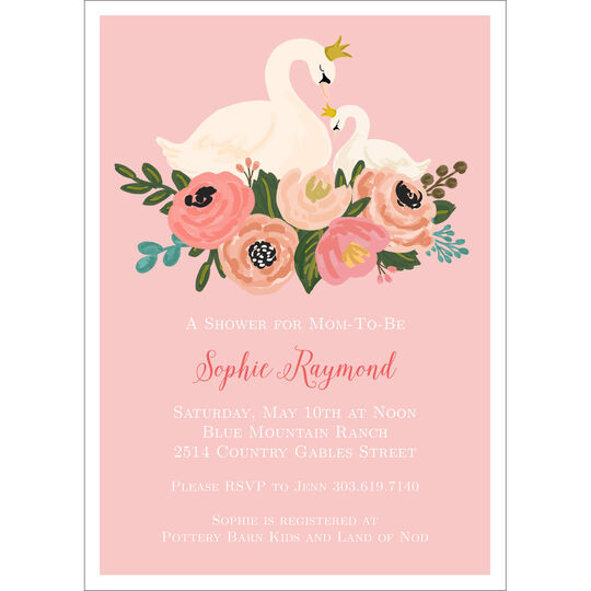 Colored Swans Baby Shower Invitations